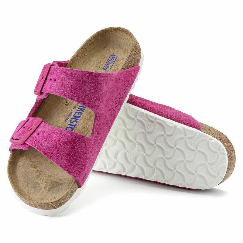 Birkenstock Soft Footbed Ruskind Læder Arizona Dame Lilla | DK 90QMA